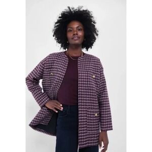 Tuckernuck Pomander Place Jacket Blazer Womens S Gigi Plum Multi Tweed Open